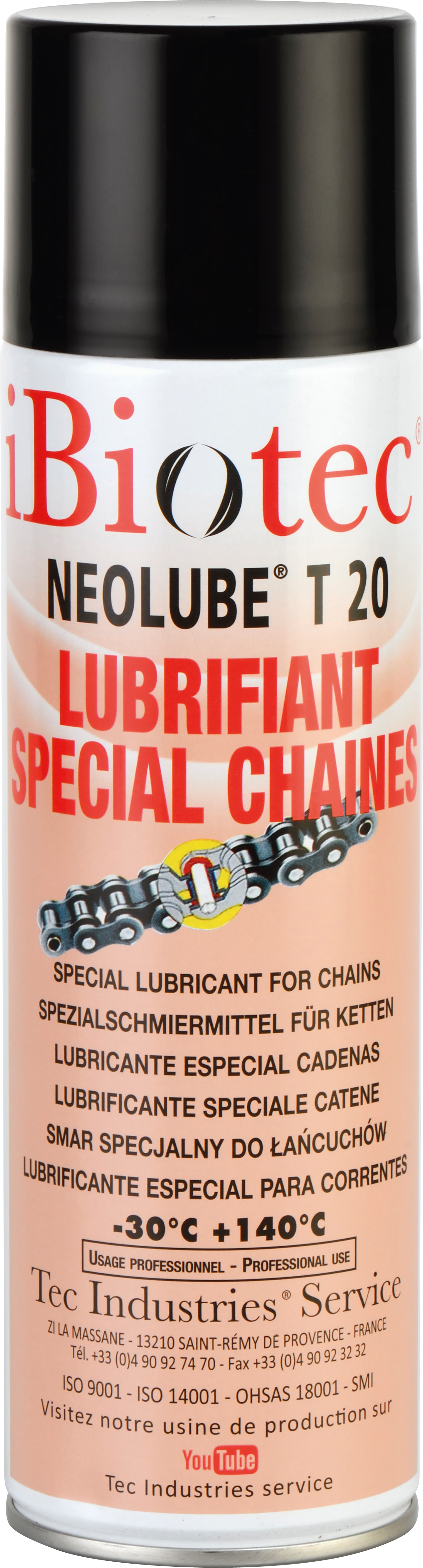 lubrifiant interne axes douilles, externe SPECIAL CHAINE, penetrant, extreme pression, totale resistance au delavage par l'eau. lubrifiant special chaine hautes performances, grandes vitesses. totale tenue a la centrifugation, au delavage par l'eau. anti usure. lubrifiant chaine, aerosol lubrifiant chaine, aerosol lubrifiant adhésif, lubrifiant pour mecanismes, lubrifiant propre, lubrifiant pour grandes vitesses, aerosol lubrifiant ibiotec, graisse chaines, bombe lubrifiant chaine, lubrifiant chaine ibiotec, lubrifiant chaine moto, aerosol lubrifiant chaine moto. Fabricants lubrifiants industriels. fournisseurs lubrifiants industriels. Aerosols techniques. Aerosols maintenance. Fournisseurs aérosols. Fabricants aérosols. Produit maintenance industrielle